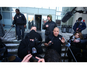 Brooklyn, NY - Feb 2019: Protest over inmate conditions in front of the Brooklyn Metropolitan Detention Center which partially lost power and heat, resulting in a lockdown.